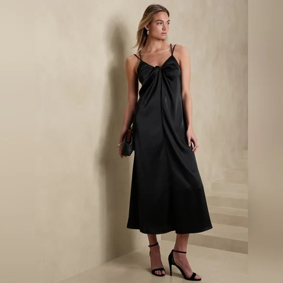 Banana Republic | Dresses | Banana Republic Front Twistfront Maxi Slip Dress  | Poshmark
